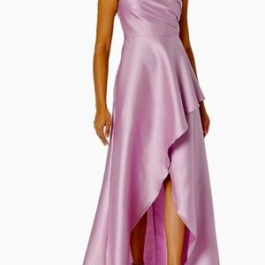 Adrianna Papell Women's Mikado Hi-Low Gown Lavender Smoke 14